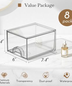 Alternative view of 8 Pack Small Clear Stackable Acrylic Storage Boxes for Art Tool & Sketch. Storage Drawers. Storage Organizer. Clear Plastic Makeup Organizer. Ideal for Vanity. Cabinet. Desk Organization