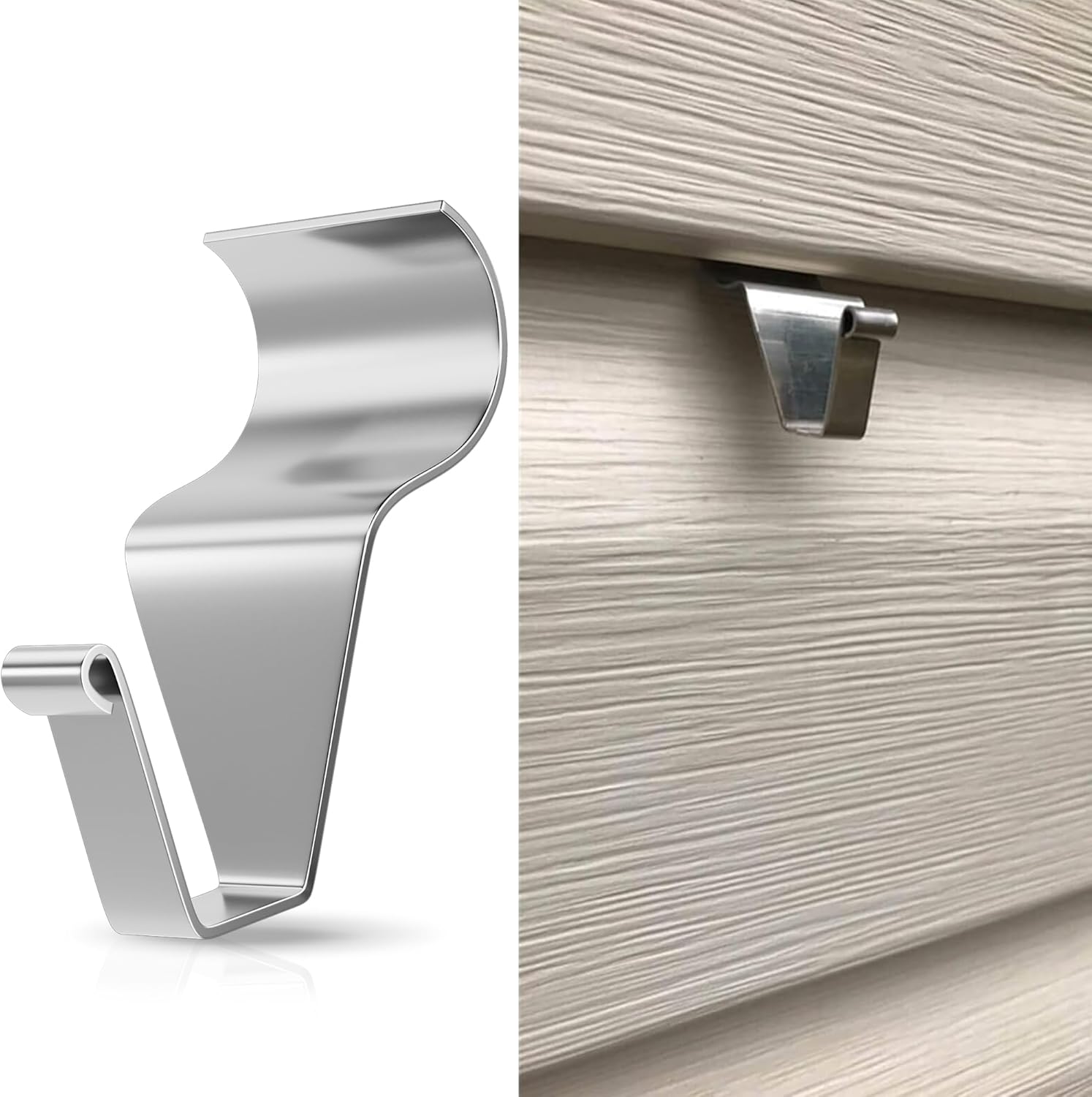 MIUKAA Vinyl Siding Hooks (4-Pack). Stainless Steel No Hole No Damage Siding Clips Hangers for Hanging Outdoor. Hooks for Outdoor String Lights. Patio Decor. Front Porch Decor. Wreath Decor
