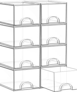 8 Pack Small Clear Stackable Acrylic Storage Boxes for Art Tool & Sketch. Storage Drawers. Storage Organizer. Clear Plastic Makeup Organizer. Ideal for Vanity. Cabinet. Desk Organization