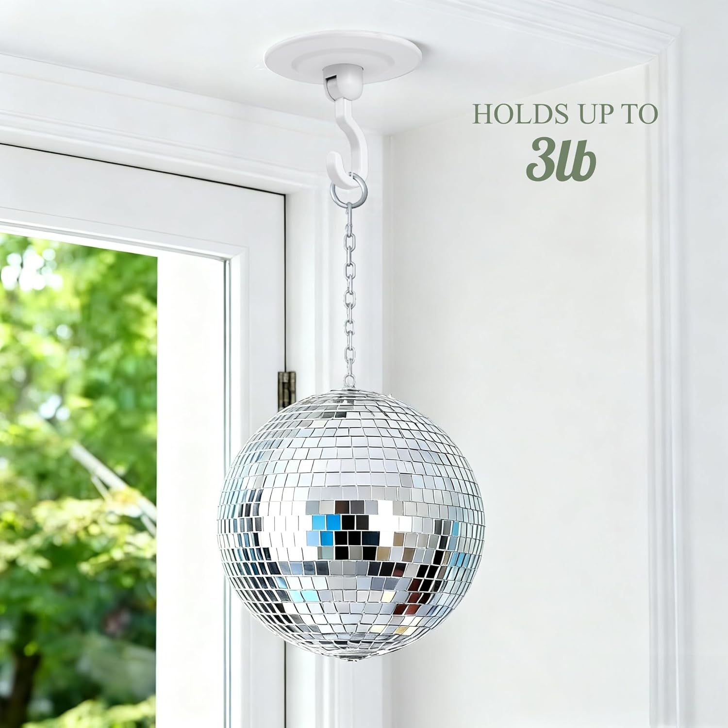 Adhesive Wall & Ceiling Decor Hooks: 4-Pack 3 lbs Heavy Duty No-Drill 360° Swivel Adjustable for Hanging Home Accents Lights Plants Wind Chimes Compatible with 3M Command Strips - Image 4