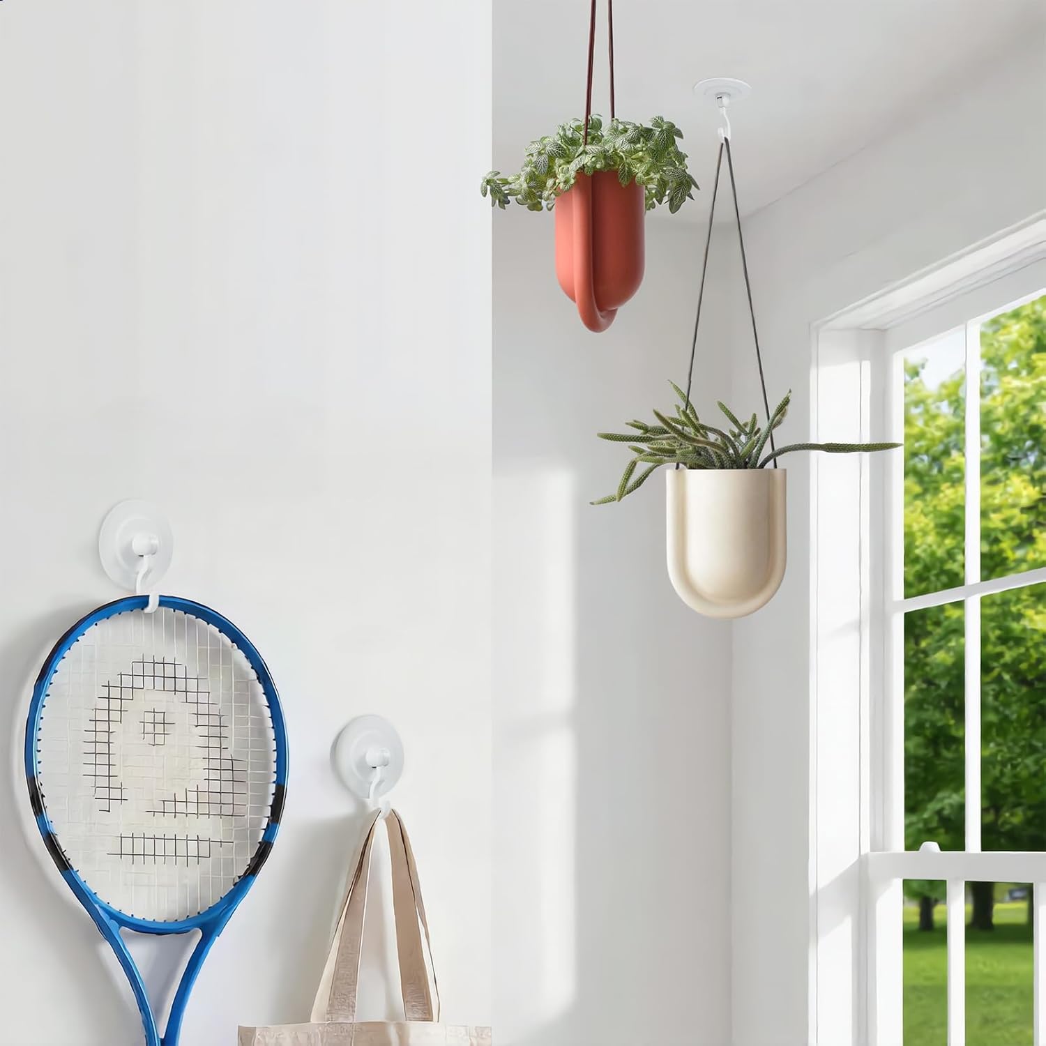 Adhesive Wall & Ceiling Decor Hooks: 4-Pack 3 lbs Heavy Duty No-Drill 360° Swivel Adjustable for Hanging Home Accents Lights Plants Wind Chimes Compatible with 3M Command Strips - Image 2
