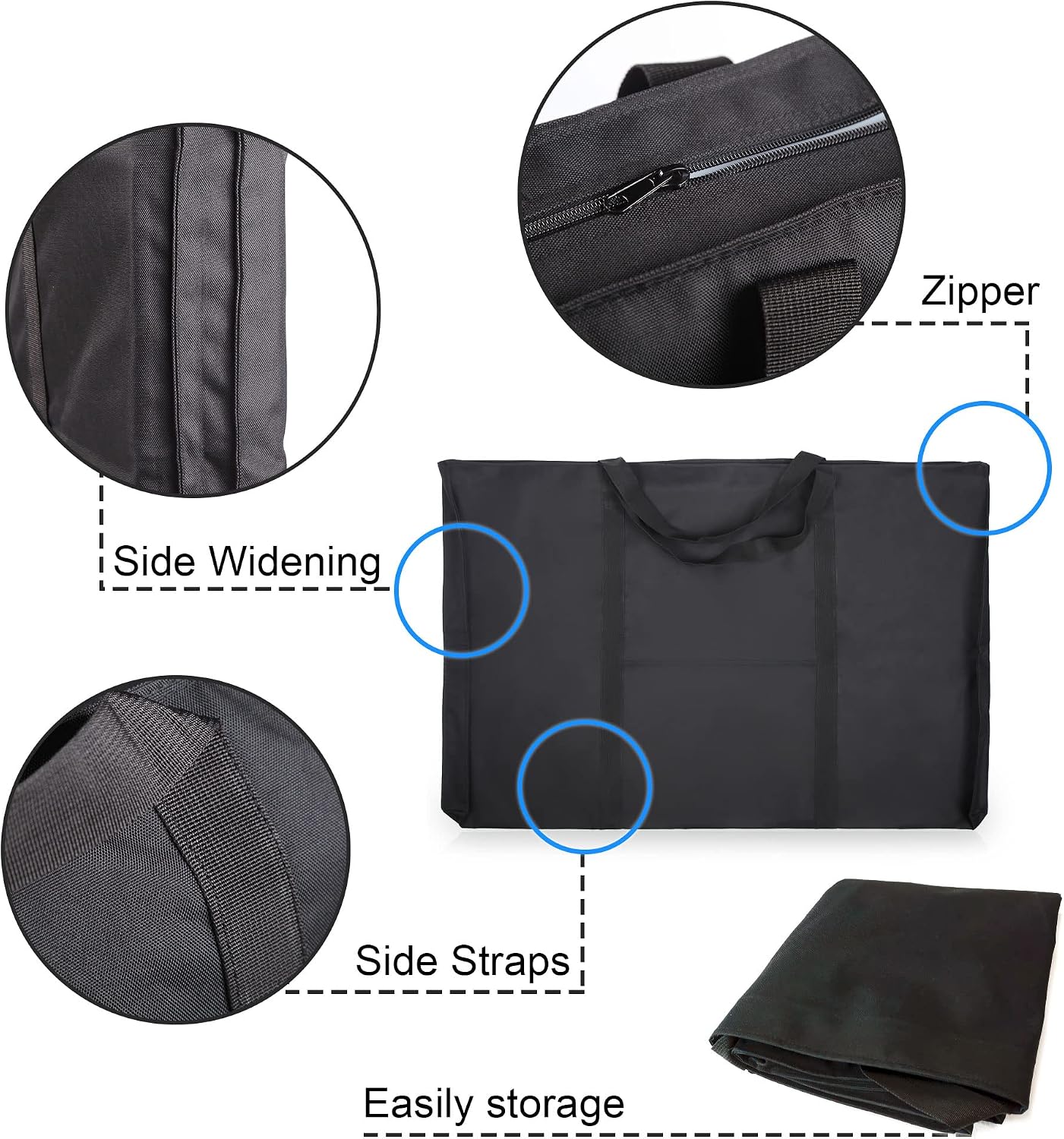 JJRING Dacron Light Weight Art Portfolio Tote Bag. 25'' x 37'' for 24'' x36'' Black Carrying Storage Case For Poster. Sketching. and Drawing - Image 3