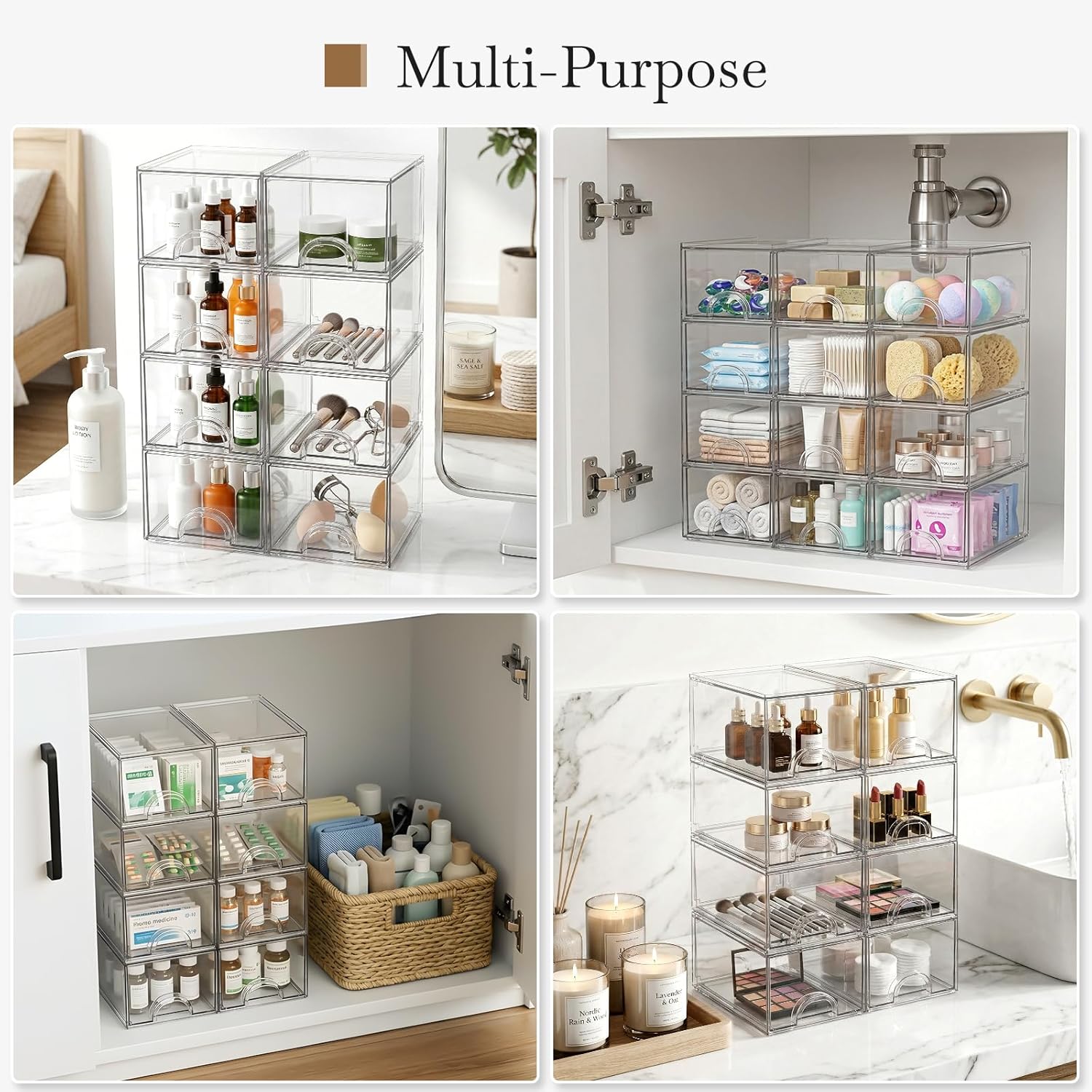 8 Pack Small Clear Stackable Acrylic Storage Boxes for Art Tool & Sketch. Storage Drawers. Storage Organizer. Clear Plastic Makeup Organizer. Ideal for Vanity. Cabinet. Desk Organization - Image 9